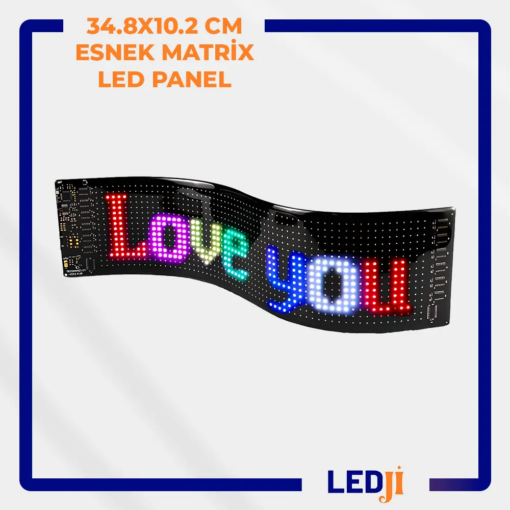 34.8x10.2 CM Esnek Matrix LED Panel - Modern tasarım ve yüksek çözünürlük ile esnek LED ekran çözümü.