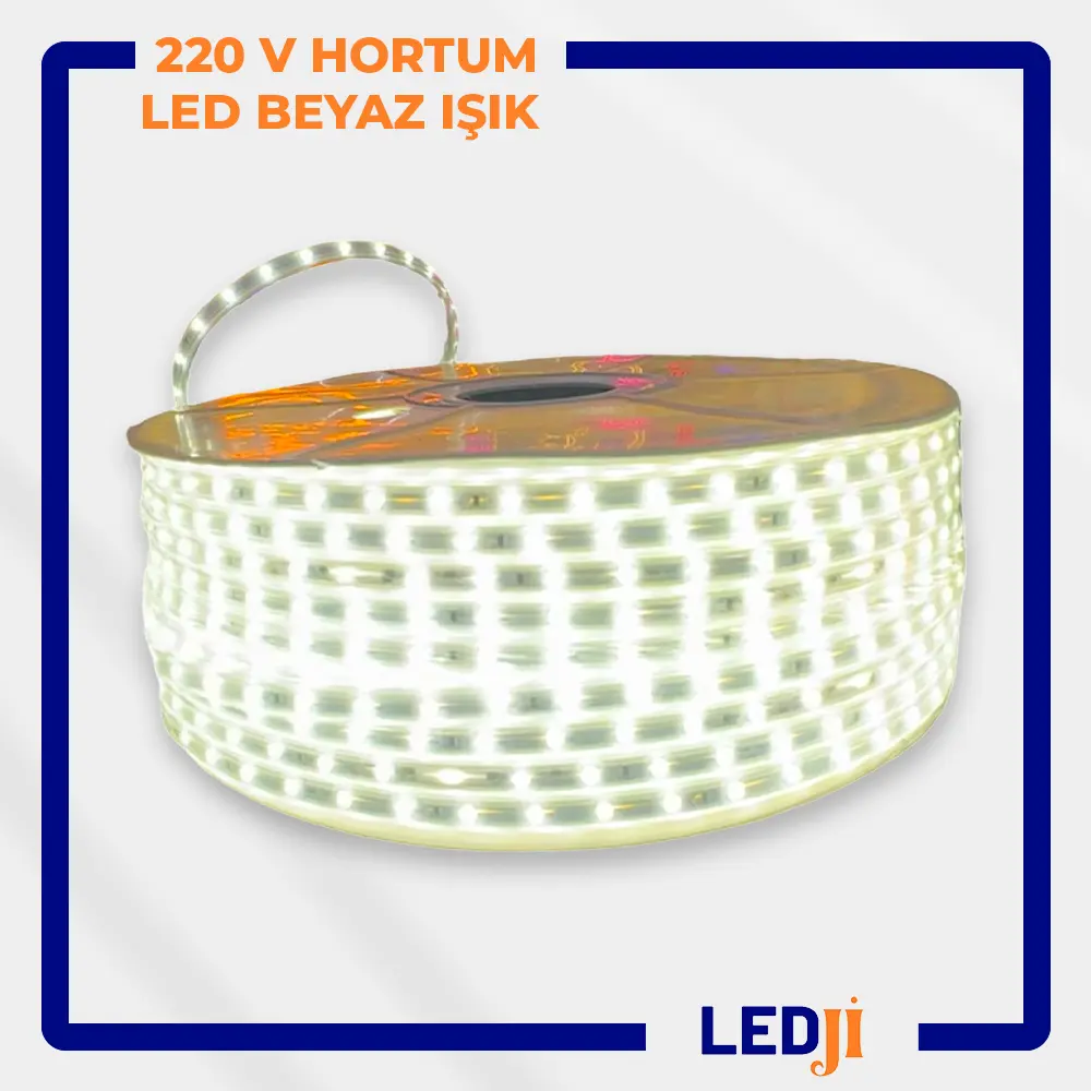 LEDJİ 220V beyaz ışık hortum led 100 metre silikon kaplama