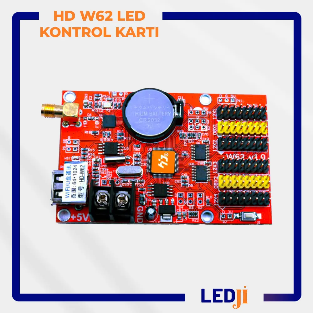 HD W62 LED kontrol kartı ön yüzey görseli – Yüksek çözünürlüklü asenkron kart