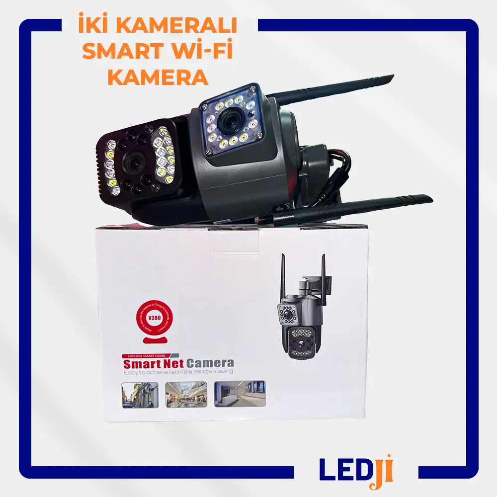 LEDJİ İki Kameralı Smart Wi-Fi Güvenlik Kamerası ön görünüm