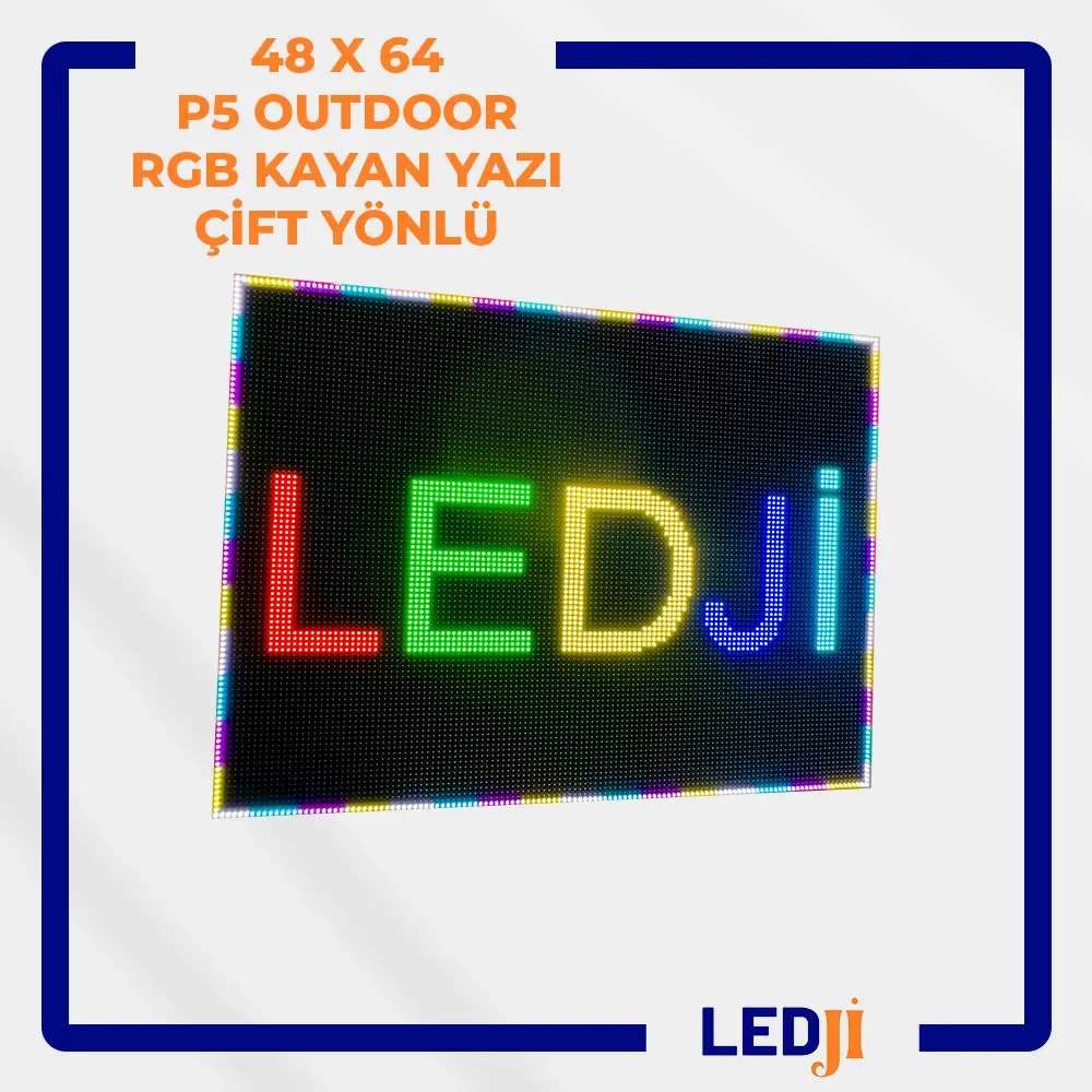 48x64 P5 outdoor RGB çift yönlü kayan yazı LED tabela – LEDJİ