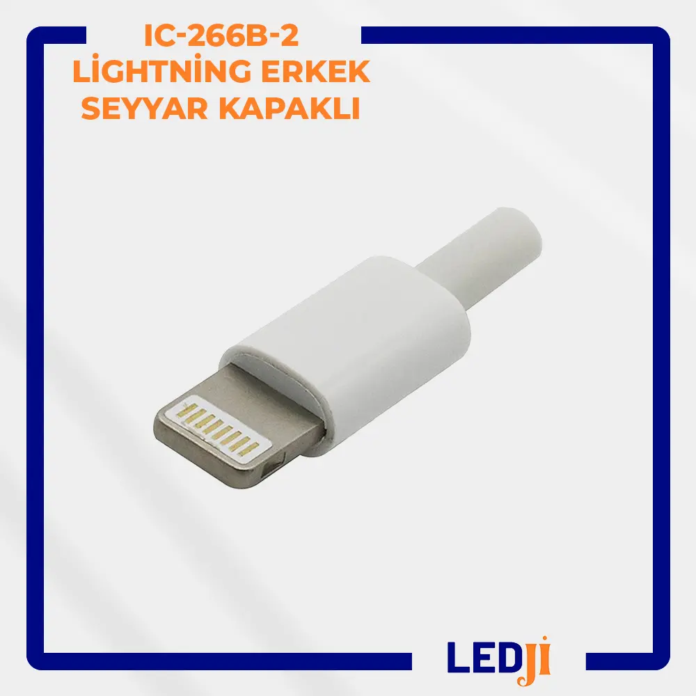 IC-266B-2 Lightning Erkek Seyyar Kapaklı Konnektör Ön Görünümü
