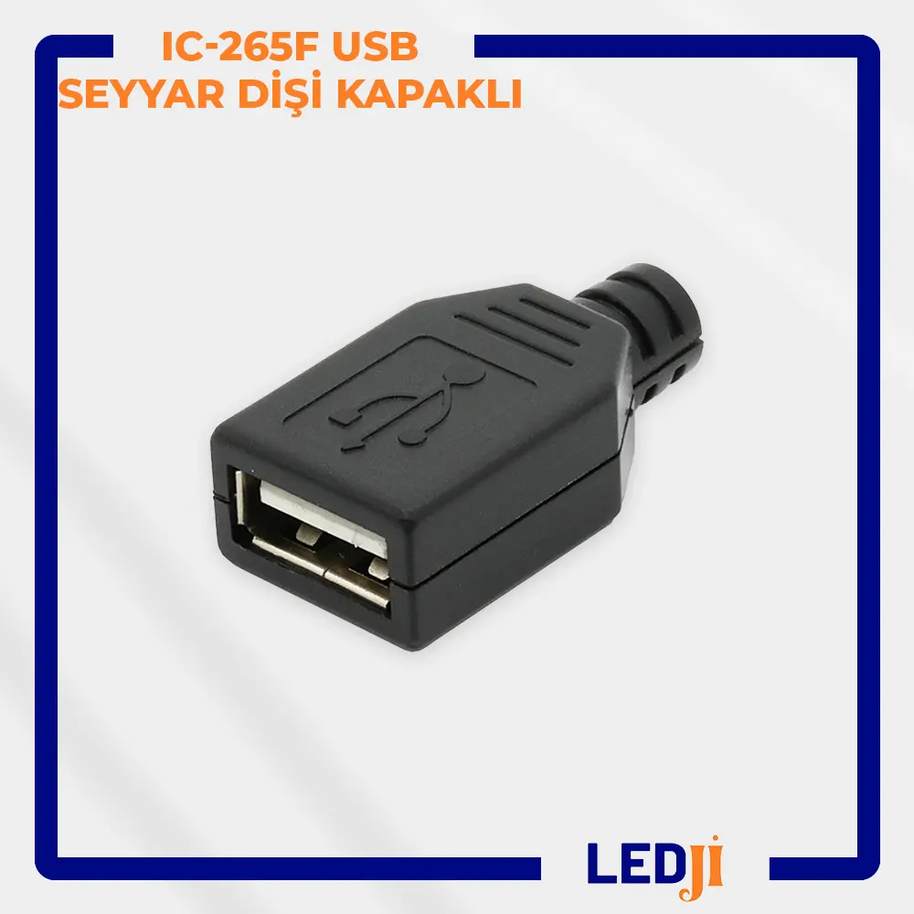 IC-265F USB Seyyar Dişi Kapaklı Konnektör Ön Görünümü