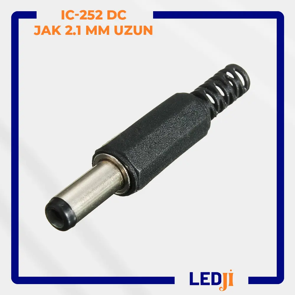 IC-252 2.1mm uzun DC jak güç bağlantı konnektörü ön görünüm