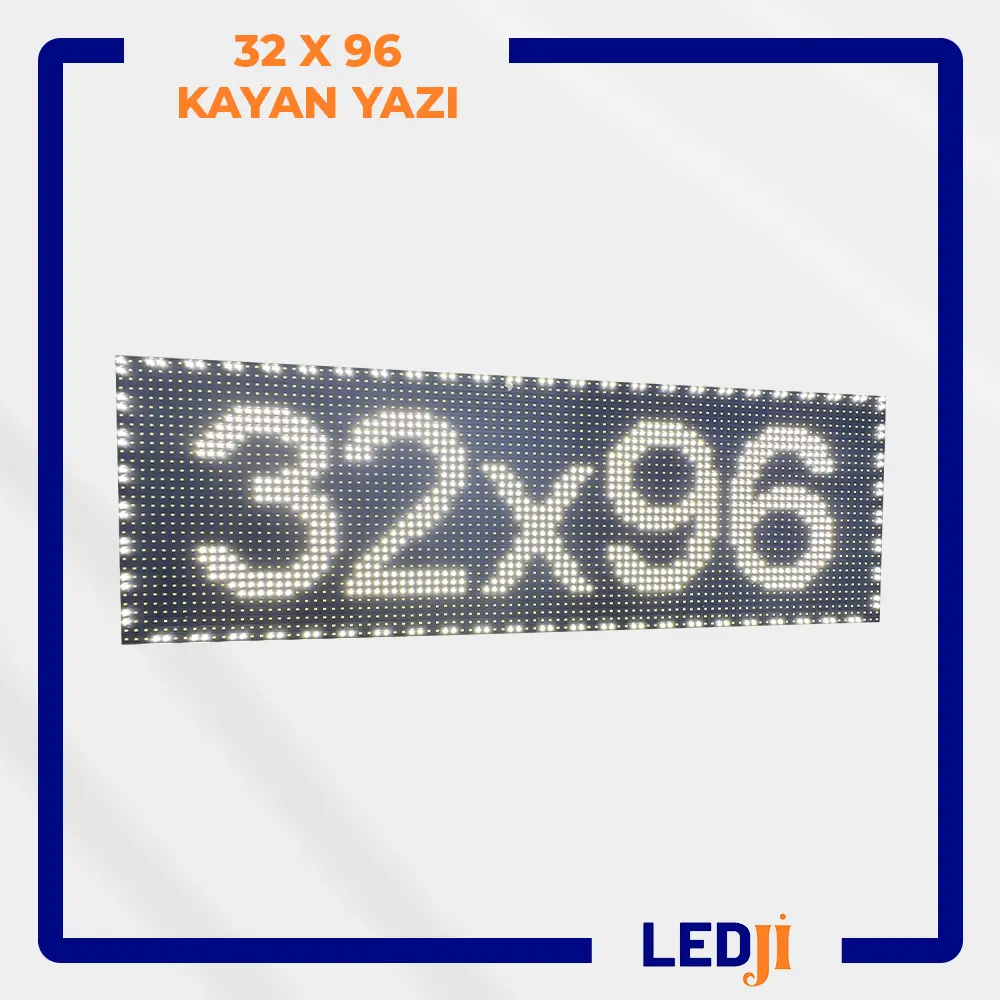 Dış mekan kullanımı için ideal 32x96 kayan yazı LED paneli – parlak ve canlı renkler